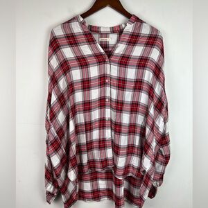 Sneak Peek Oversized Plaid Long-sleeved Button Down Shirt Size Small